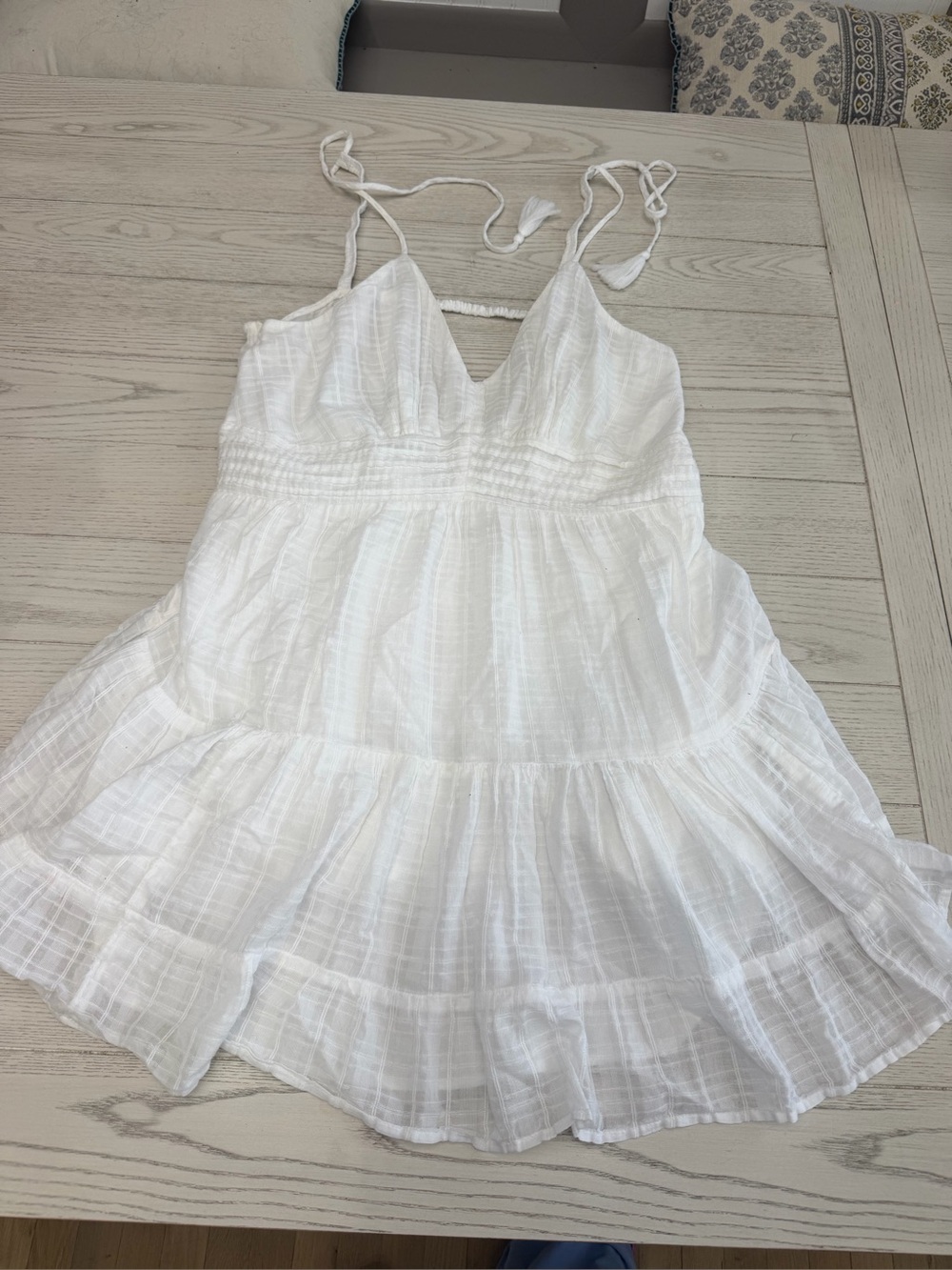 American Eagle Outfitters White Tiered Cotton Camisole Dress